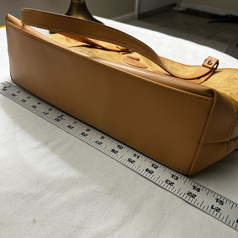 Vintage Allan Edward World Map Handbag Purse Shoulder Bag Large Tan - Picture 7 of 8
